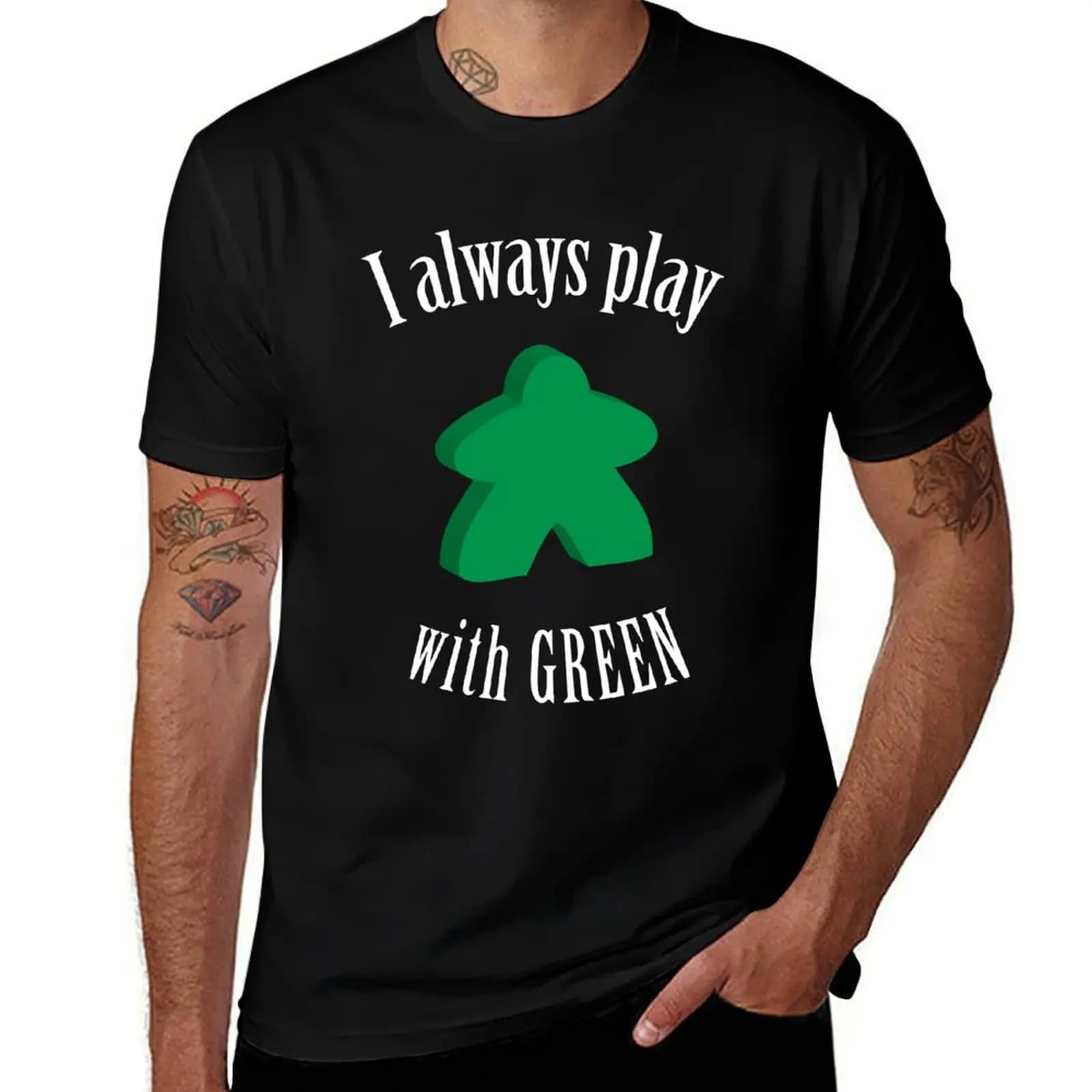 T-shirt con design del gioco da tavolo I Always Play with Green Meeple, maglietta per le vacanze