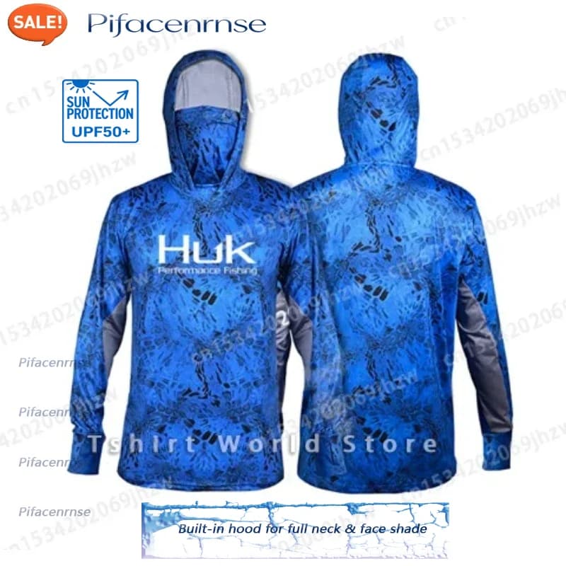 HUK 2025 Men's Solid Color Fishing Shirt Long Sleeve UPF50+ Quick Dry Tops Lightweight Thin Breathable Outdoor Fishing Jersey