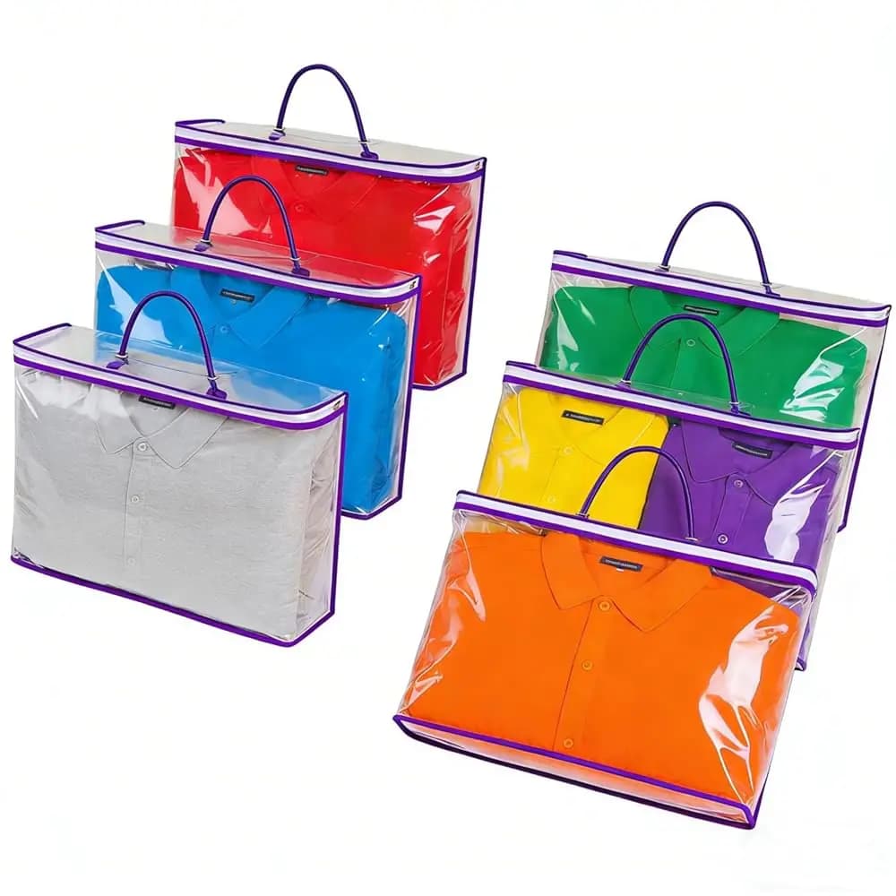 6 pezzi (16 * 12 * 4 pollici) Sacchetti trasparenti con cerniera per riporre maglioni, coperte e lenzuola, sacchetti di plastica con cerniera