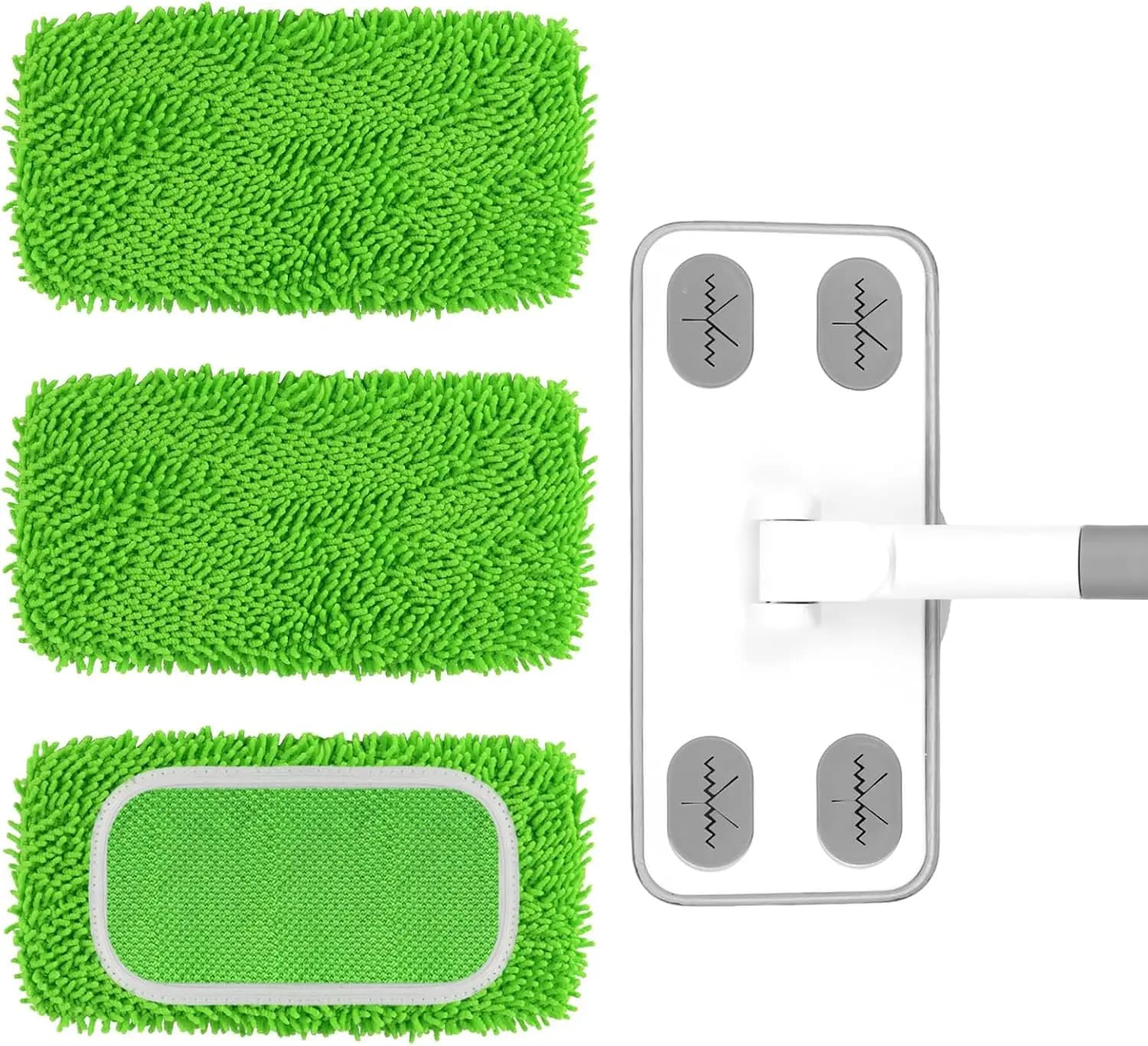 Sistema di lavapavimenti in microfibra riutilizzabile, kit per pulizia a umido e a secco con manico e panni lavabili per pavimenti in legno, piastrelle e laminato