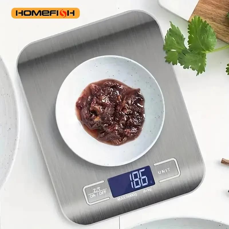 Digital Kitchen Libra with 5kg/1g LED Display in Stainless Steel, Electronic Shearing for Food, Jewelry, Snack, Pastry, Domestic Tools
