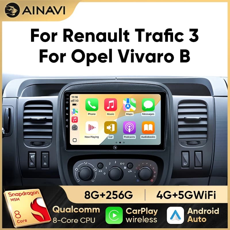 Autoradio Ainavi per Renault Trafic 3 Opel Vivaro 2014 2015 2016 2017 2018 Wireless Carplay Android Auto Car Multimedia 2 DIN
