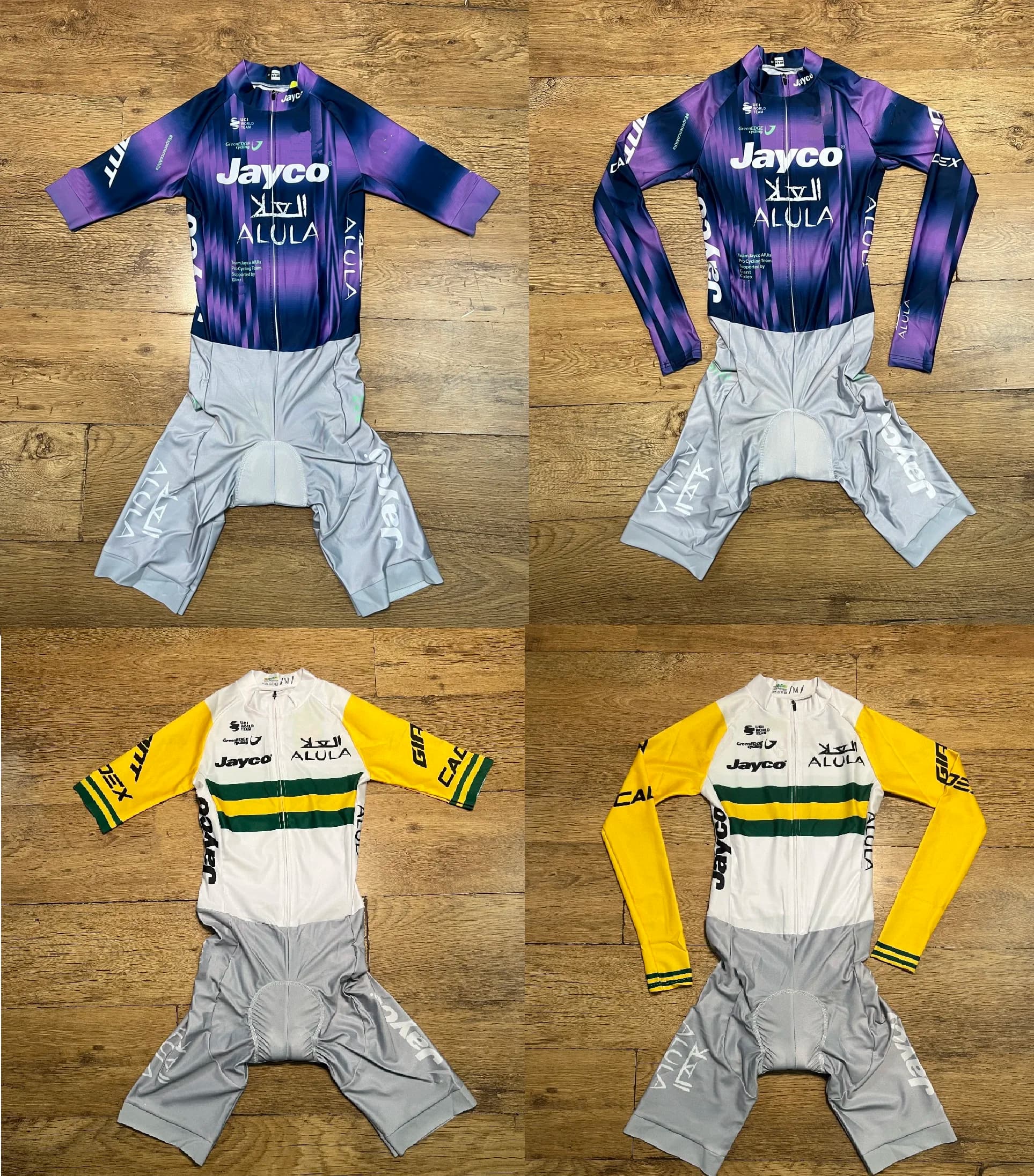 LASER CUT 2025 Jayco AlUla TEAM LONG SHORTS SLEEVE CYCLING Skinsuit Bodysuit Wih 7 Hours Pad