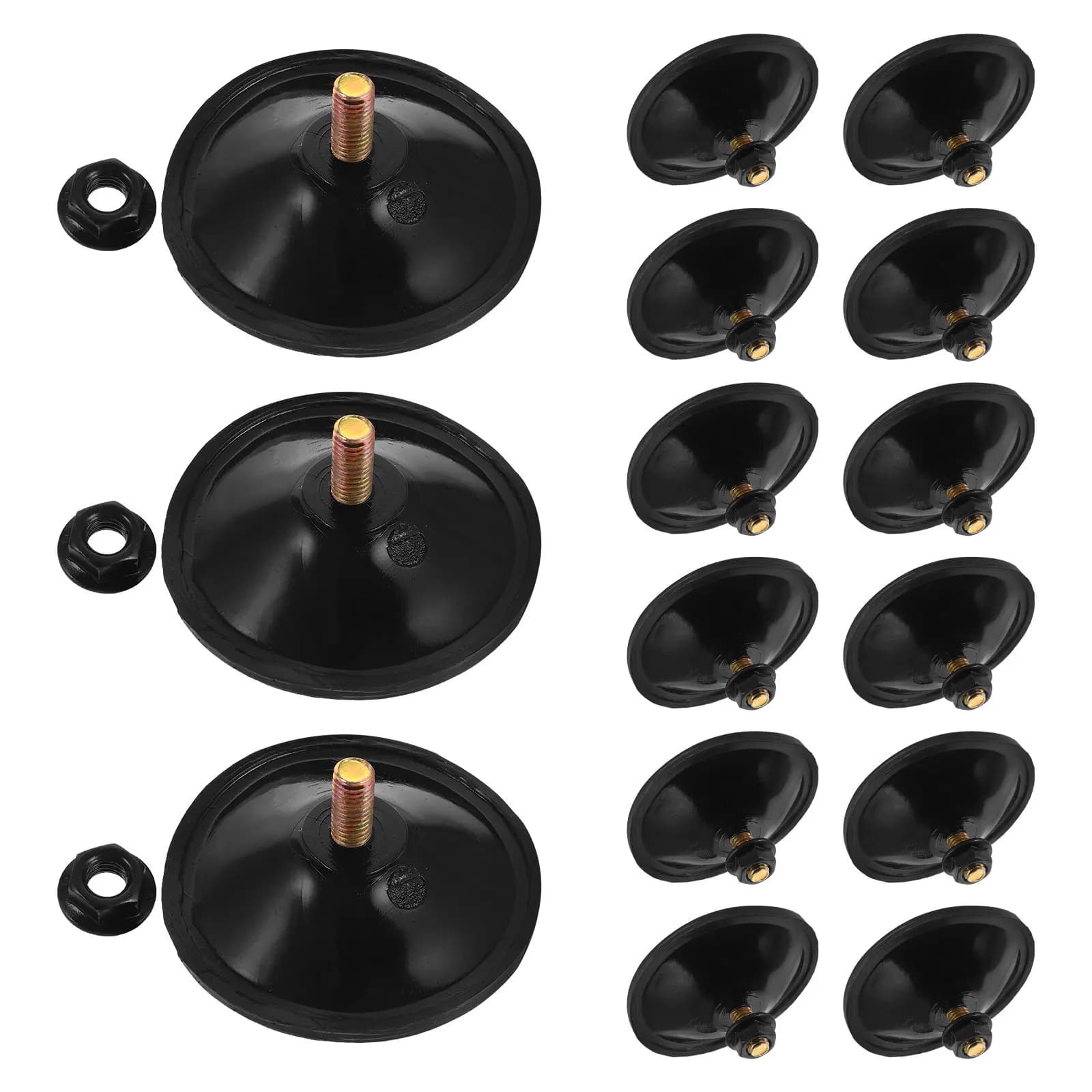 15Pcs Suction Cup Hooks Strong Adhesive Heavy Duty Black PVC Sucker Pads M6 Screw Mount for Kitchen Bathroom Glass Mount Suction