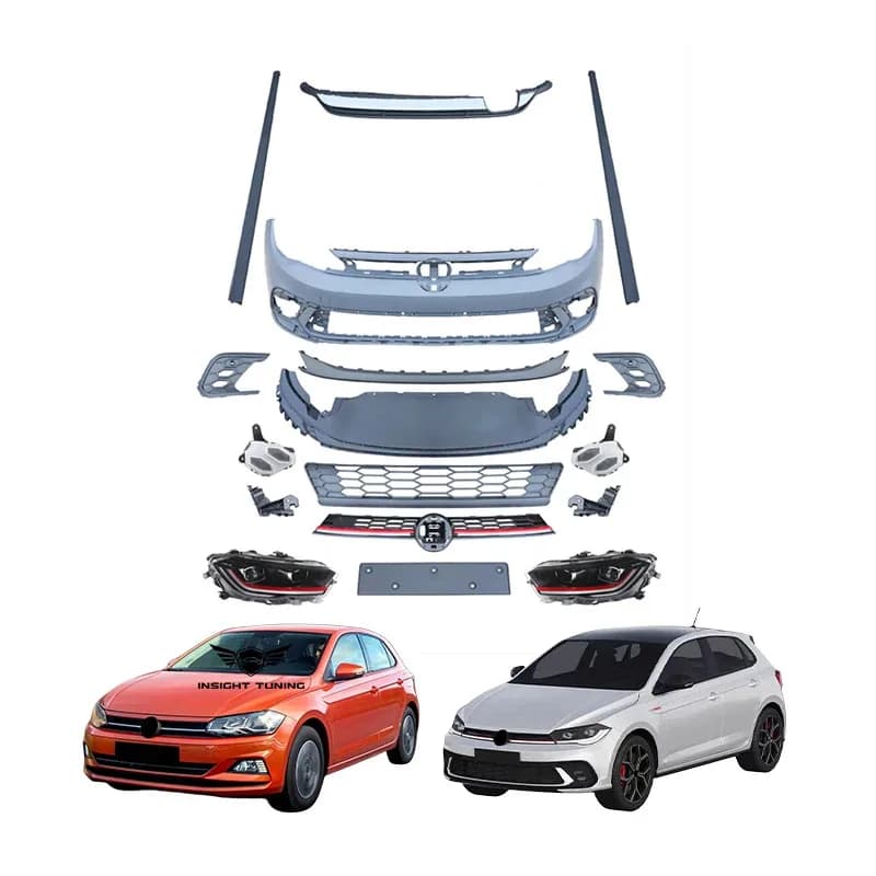 Convertion 2022 Accessories Auto bumper Front Head Light Grills Diffuser Bodykit for VW Polo Update GTI Body Kit