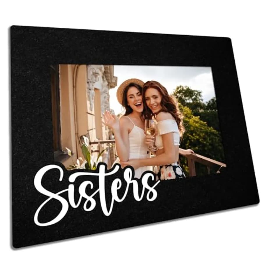 Sister Picture Frame Fit 4"X6" Photo, Minimalism Black Tabletop Decor Wall Decor, Gifts For Best, Farmhouse Home Living Room Of