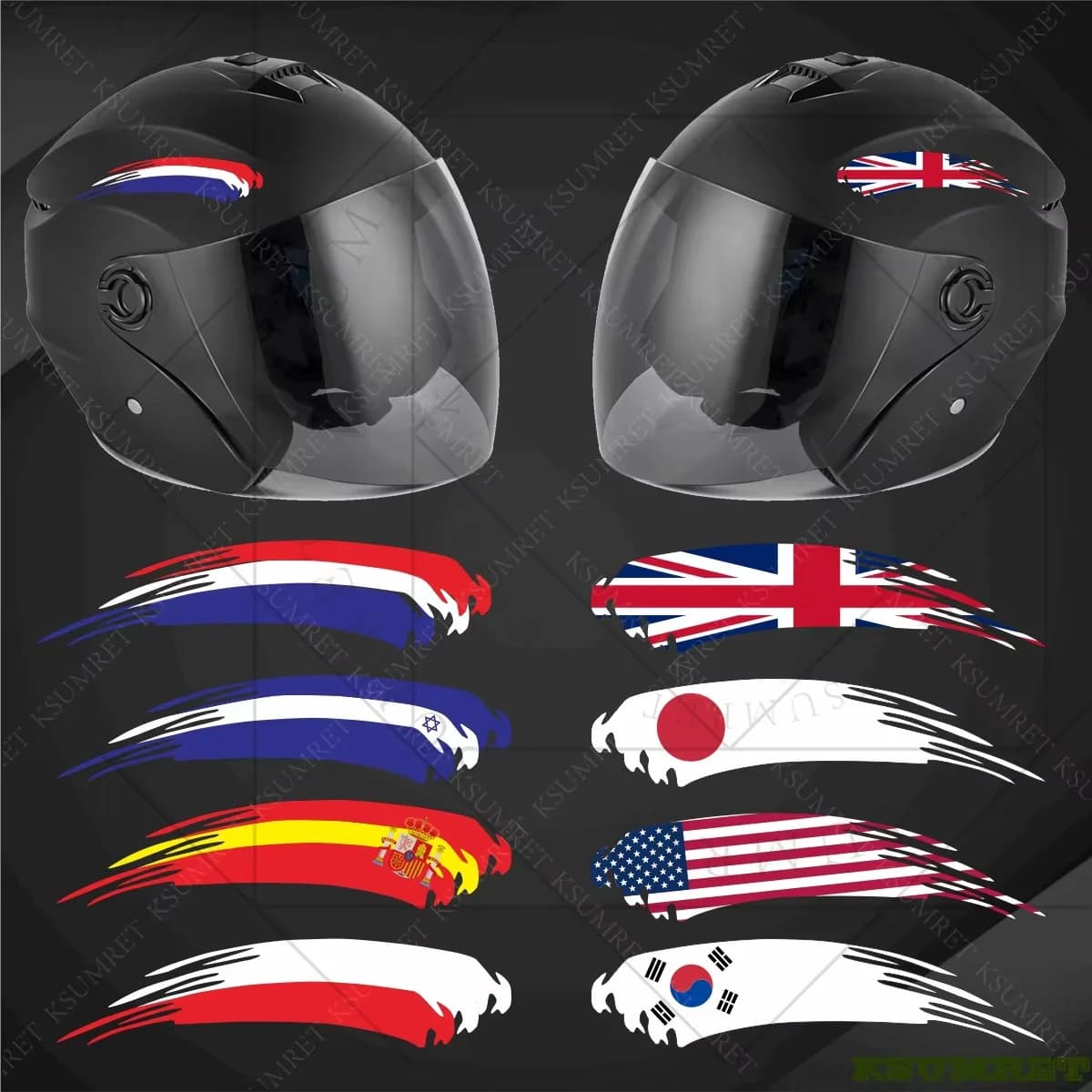 Reflective Motorcycle Wall decal Decalcomania for helmet Logo Tank Auto Bike Laptop Wall decal national flag for Yamaha Honda Suzuki Kawasaki