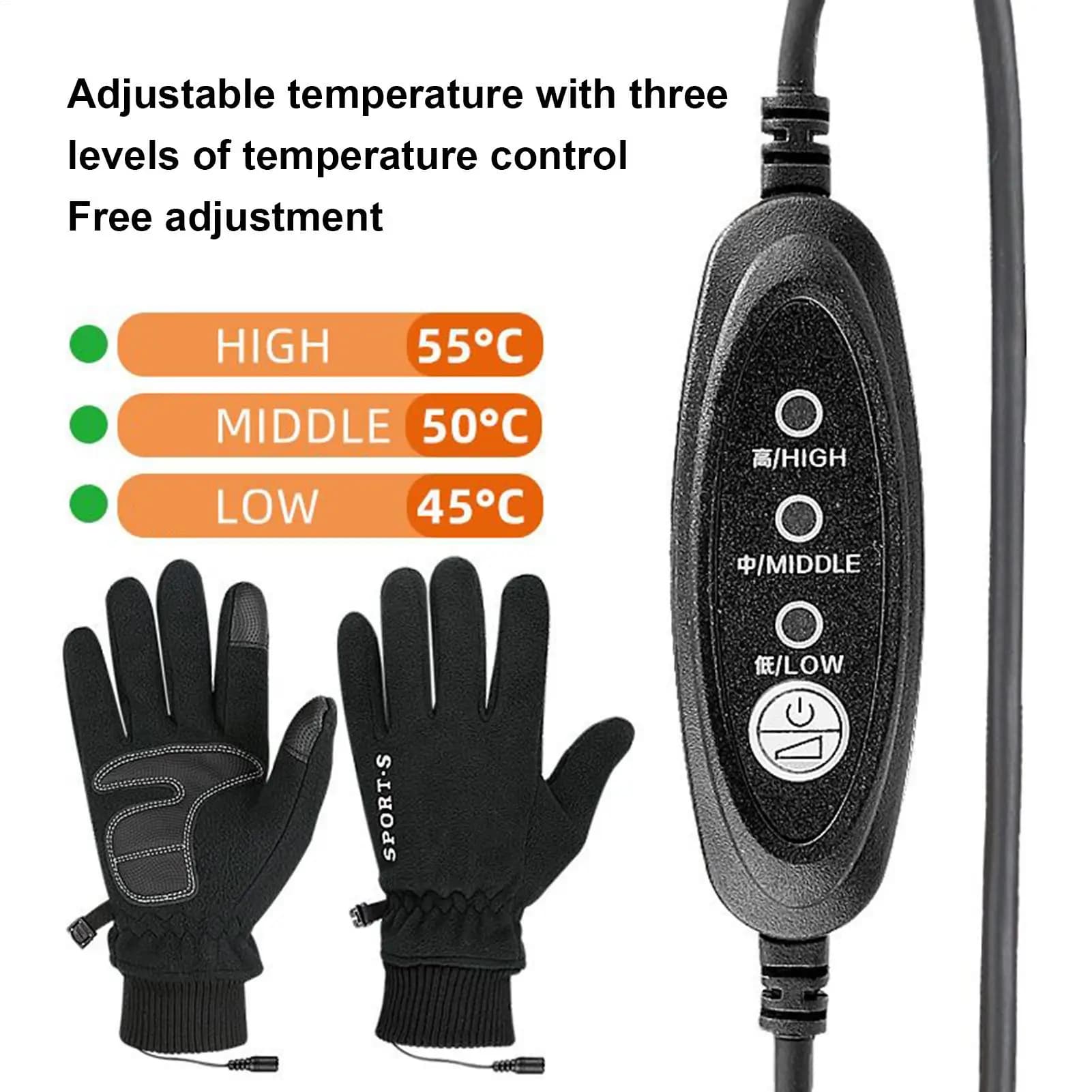 Electric Heat Gloves Touch Screen Electric Heating Gloves Winter Gloves Windproof Gloves Winter Cycling Gloves for Outdoor Sports
