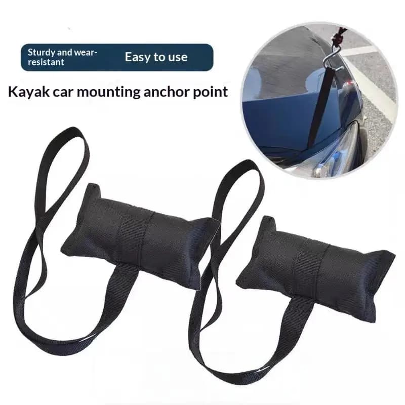2Pcs Car Fixed Anchor Point Pull Belt Double Canoe Boat Tie Down Anchor Point Straps For Trailing The Kayak/Canoe/SUP/Surfboard