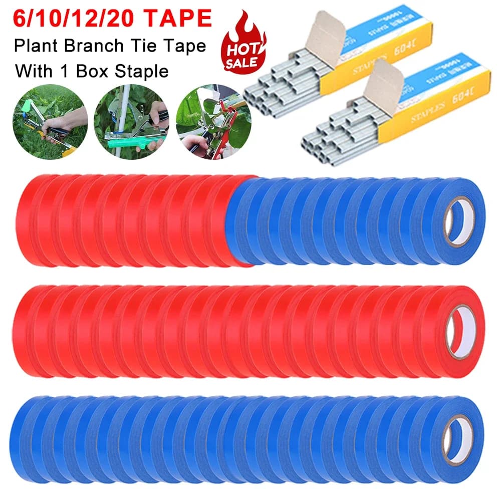 10/20 pezzi di nastro per legare rami di piante strumenti per legare a mano con 1 graffetta per legatrice da giardino tapis per alberi da frutto di verdure