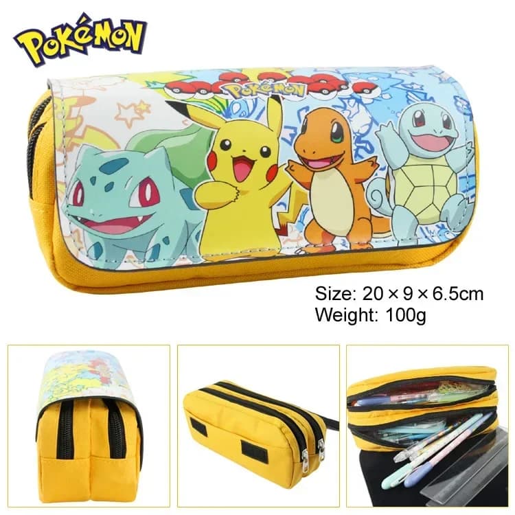 Astucci per matite Kawaii Anime Pokemon, astuccio per penne nero con cartoni animati di Pikachu, articoli scolastici, astuccio per cancelleria, regali per bambini