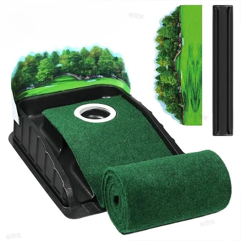 Indoor Outdoor Golf Training Mat Mini Green Putting Pad Auto Ball Rebound Layout For Office Leisure Daily Putting Skill Exercise