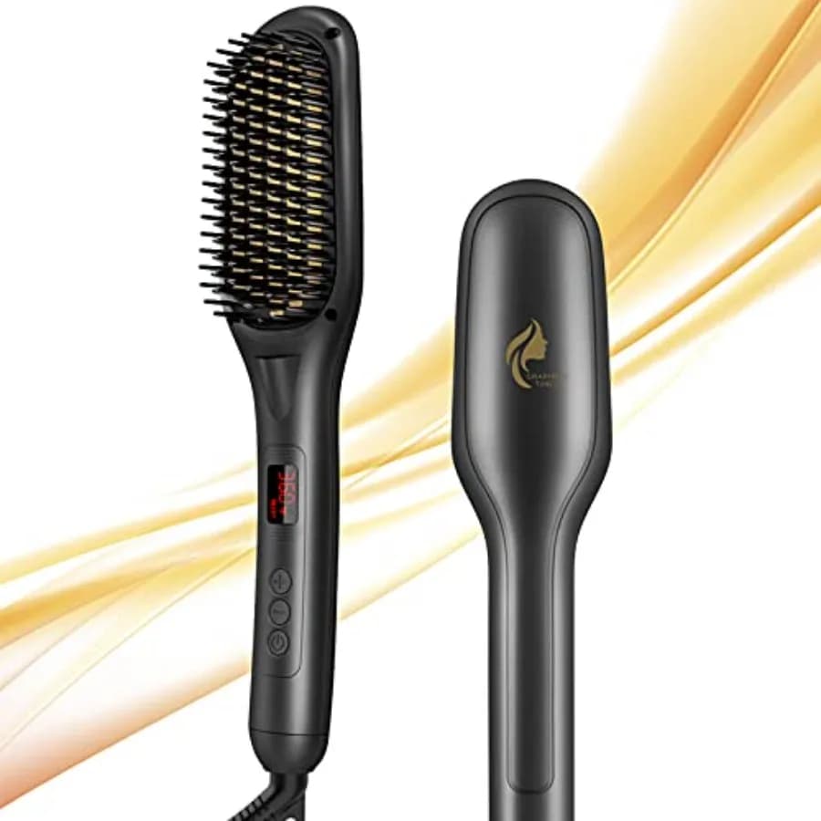 Spazzola Lisciante Ionica per Capelli, Pettine Lisciante per Casa e Salone, Spazzola Calda con 15 Temperature per Uso Universale, Spegnimento Automatico di Sicurezza