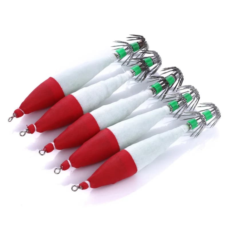 ,5PCS 10.5CM/6GFishing Gear Luminoso Calamari Gancio Luminoso Calamari Ago Richiamo di Pesca Mare Profonde Calamari Richiamo di Pesca