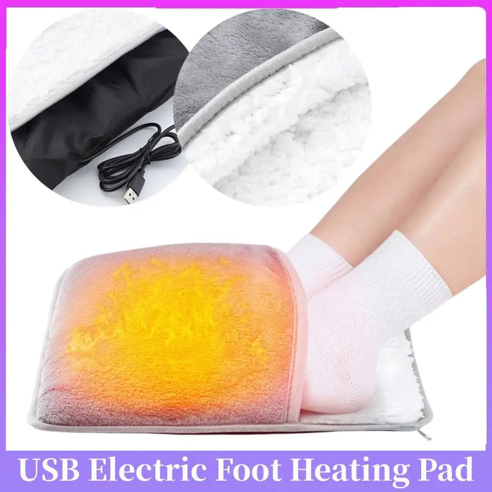 Tappetino Riscaldante Elettrico USB per Piedi, Morbida Coperta Termica in Peluche, Pantofole Riscaldanti per Casa, Ufficio e Camera da Letto