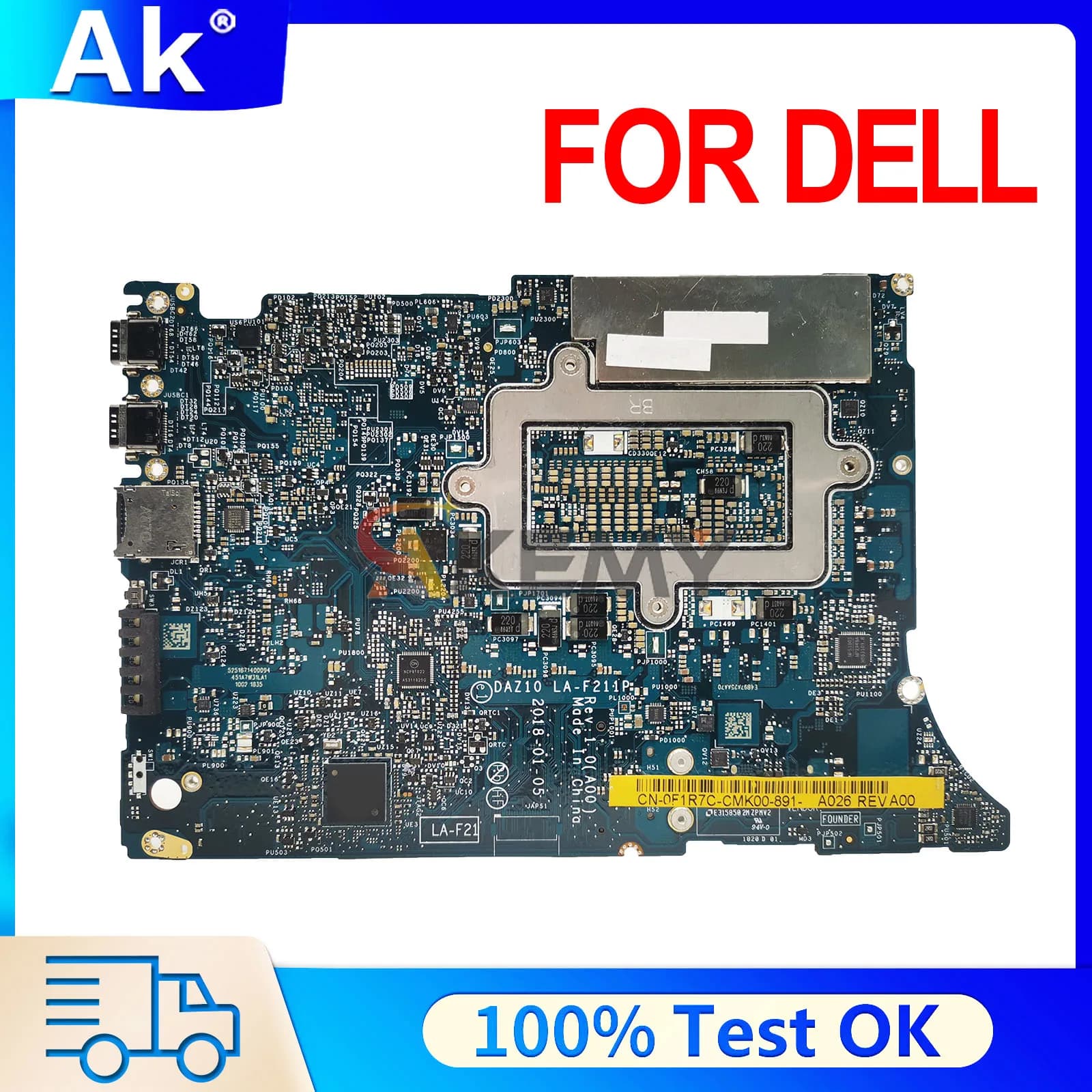 LA-F211P 00D6DD Mainboard For DELL XPS 15 9575 2-in-1 0N338G 08P9MM Laptop Motherboard i5-8305G i7-8705G CPU 8G/16G RAM
