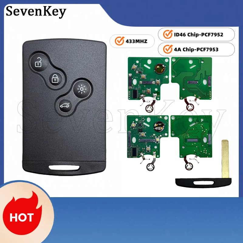 Seven Half Smart Hands Free Key Card ID46 4A Chip For Renault Megane 3 Laguna 3 Grand Scenic Koleos Fluence Clio IV Captur