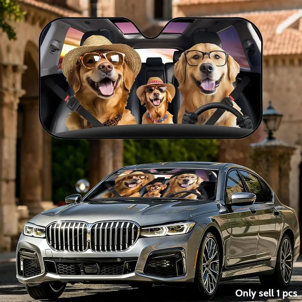 Parasole per auto pieghevole universale per cani Golden Retriever, protezione UV, isolamento termico, copertura pieghevole