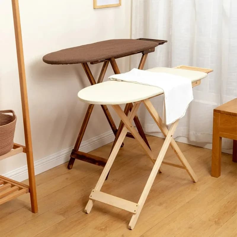 【Hot Item】Solid Wood Ironing Board Retro Ironing Board Folding Household Electric Iron Ironing Rack Vertical Large Wooden Shelf