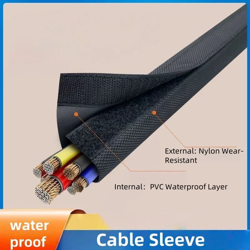 Organizer per manicotti per cavi 10mm - 100mm PET con nastro in PVC impermeabile riutilizzabile per cablaggio in nylon Gestione della guaina Protezione dell'avvolgimento del filo