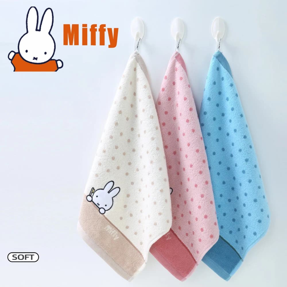Asciugamano Viso in Cotone Kawaii Miffy, Coniglio Carino 35CM, Morbido e Assorbente, Design a Pois, per Bagno, Cucina, Viaggio, Regalo per Ragazze
