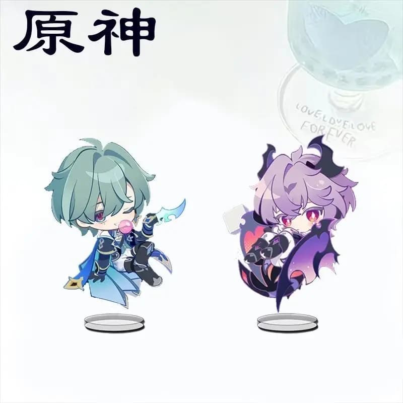 Q-version Genshin Impact Lohen Durin Anime Figure Acrylic Stand Model Plate Desk Decor Sign Birthday Gifts