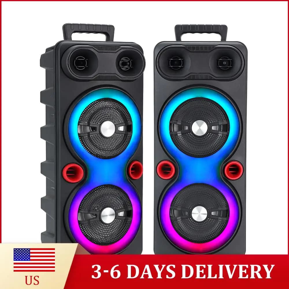 Altoparlante Portatile da Esterno Compatibile Bluetooth 5.0, Subwoofer Stereo da 6,5 Pollici, Macchina per Karaoke LED AUX, Cassa Audio RGB per Feste