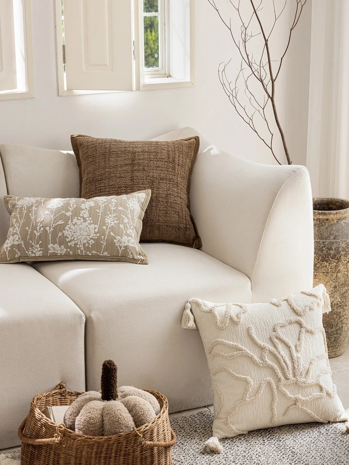 Countryside Floral Pillow Oatmeal American Style Sofa Cushion Bedroom Window Living Room Couch Backrest Pillow