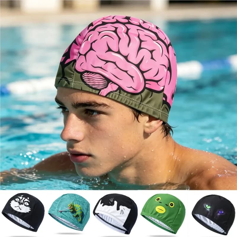 Stretch Quick Dry Adult Swimming Cap Soft Skin-Friendly Fabric Portable Pool Accessory For Men Women Daily Lap Swimming Training
