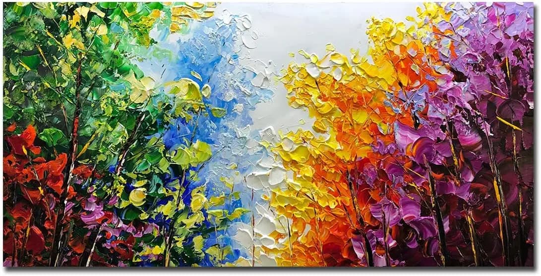 Modern Abstract Oil Painting on Canvas, Hand Painted Art Work with Thickness, for Decorating Walls Living Room and Bedroom, with Spatula