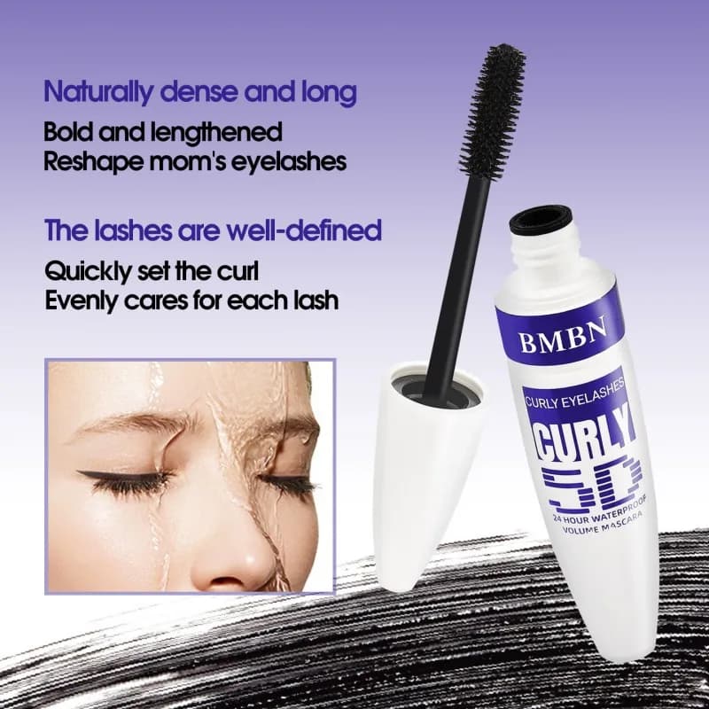 BMBN5D Waterproof Mascara - Smudge-Proof Lengthening Volumizing Curling Long-Lasting Essential for Bridal Wedding Day Makeup