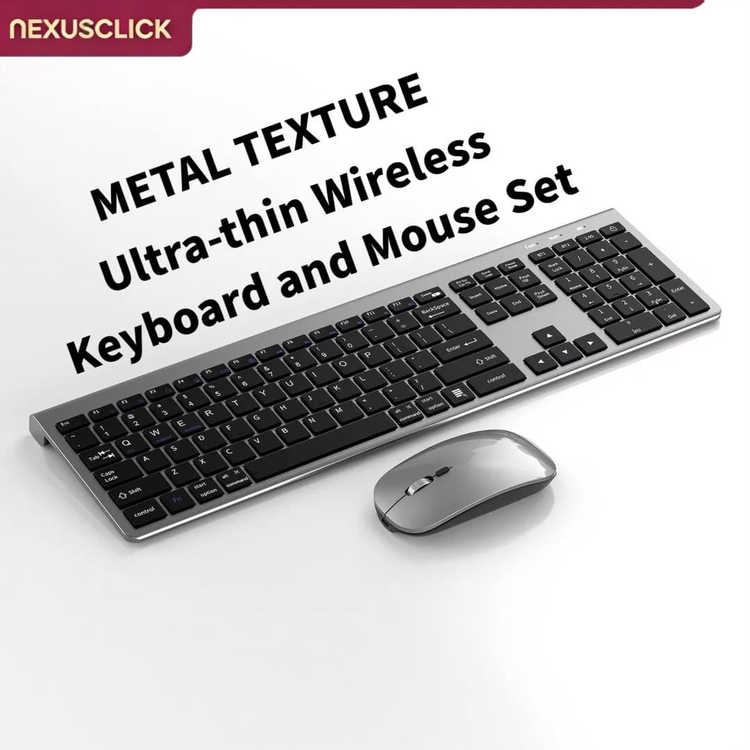NexusClick 104 Keys Wireless Tri-Mode Keyboard Mouse Ofiice Combo, Type-C Rechargeable Ergonomic silent For Notebook Laptop iPad