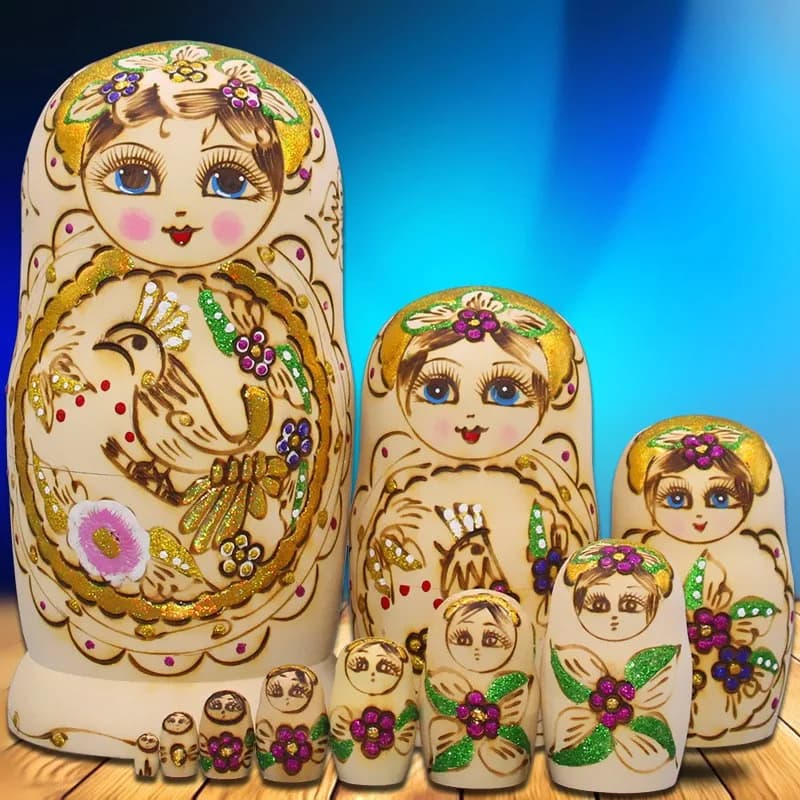 Bambola Matryoshka a 10 strati, giocattolo educativo per bambini, in legno di tiglio, asciugata all'aria, regalo fatto a mano