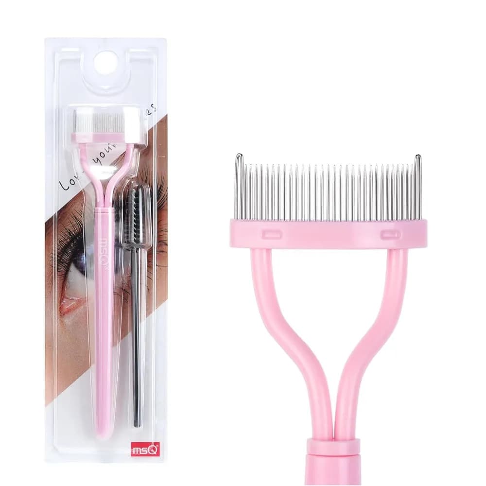 Professional Eyelash Comb and Separator with Cover Arc Design Mascara Brush Wand Cosmetic Makeup Tool Kit Pink Beauty Accessories