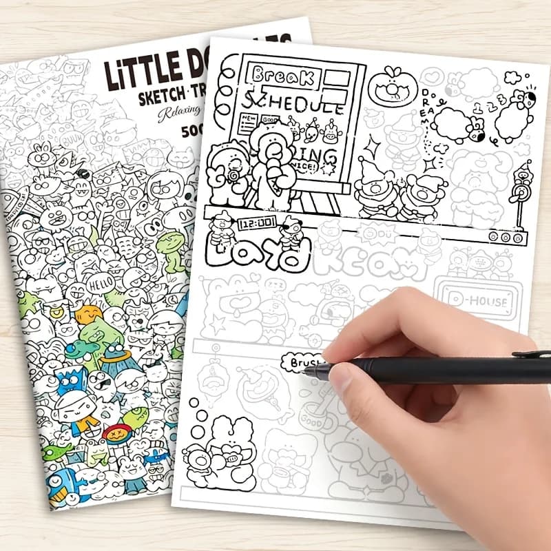 Stress-Relief Doodles Coloring Book For Adults Exquisite Doodle Patterns Sketch Trace Color Drawing Activity Book For Relaxation