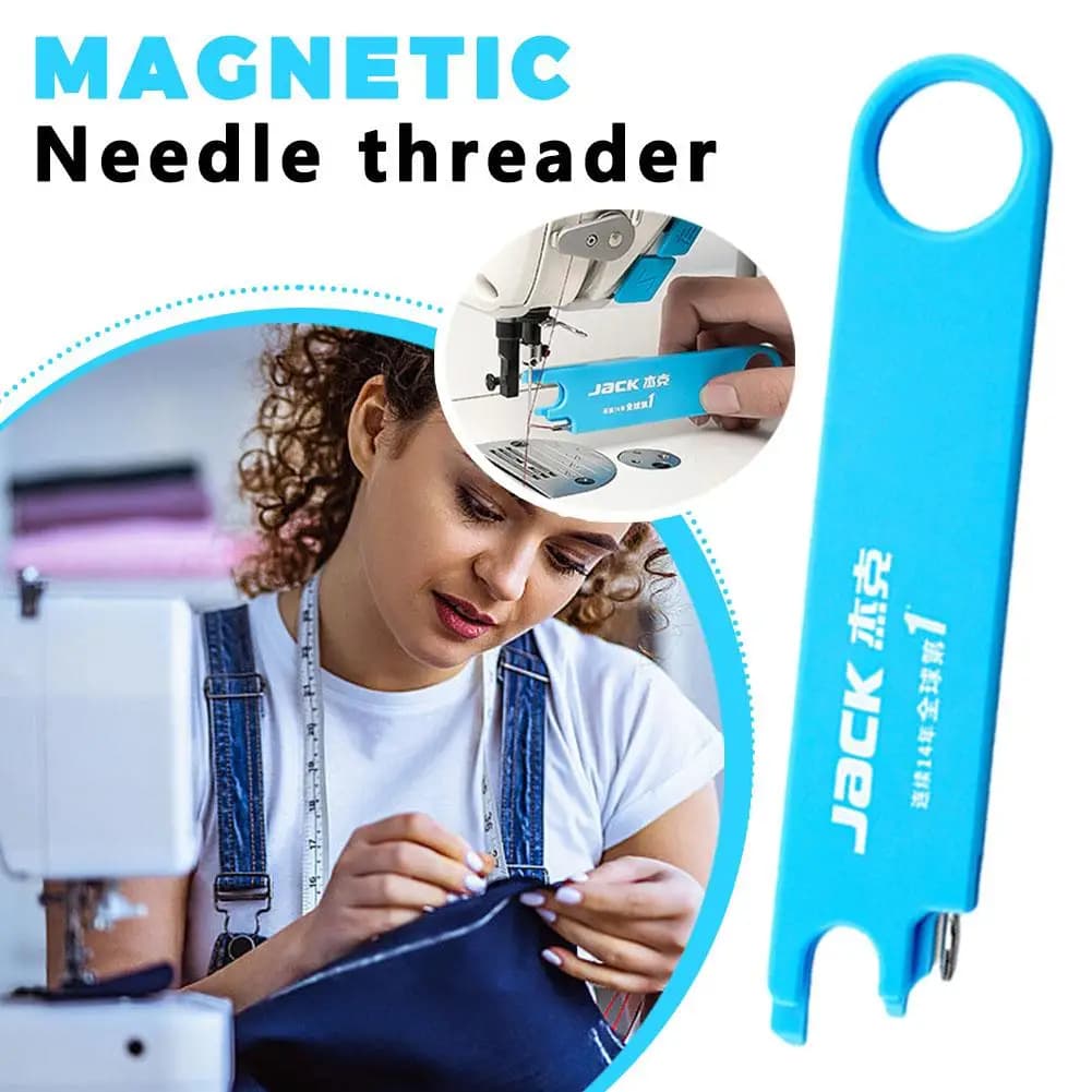 Jack Infila ago magnetico con lente d'ingrandimento e righello – Strumento di infilatura facile di un secondo per il design anti-piccatura artigianale di cucito