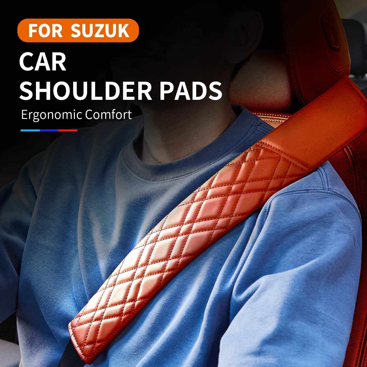 For Suzuki Car Seat Belts, Nappa Leather Shoulder Straps, Comfortable and Breathable Velcro, Easy to Install and Ultra-Thin
