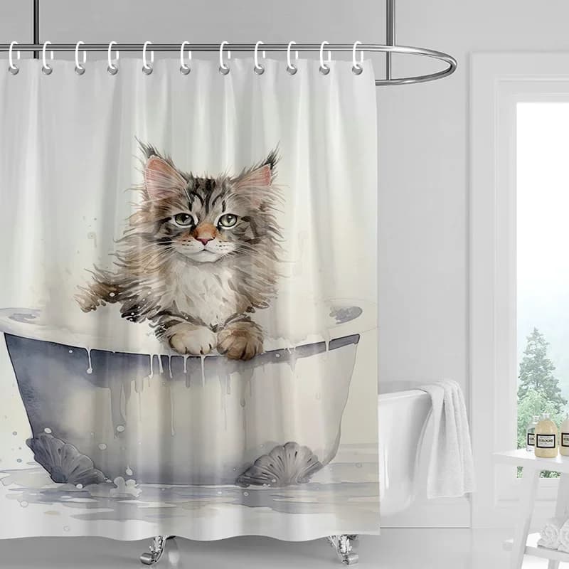 Tenda da doccia Cat Forest 70x72 pollici Tessuto impermeabile Tenda da bagno resistente al muffa INS Vento Tende da bagno carine