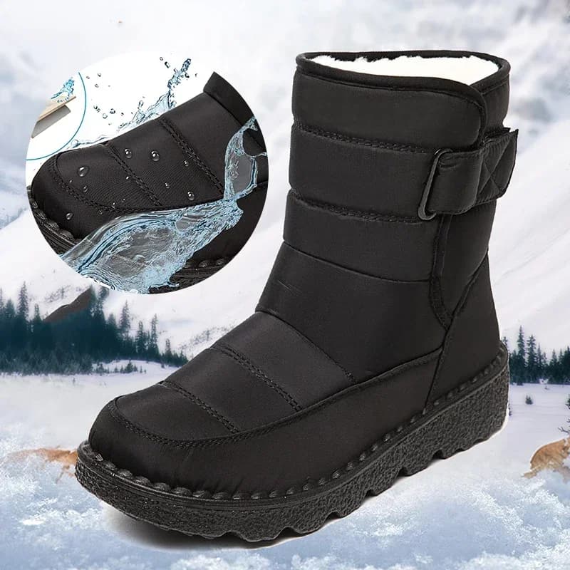 2025 Stivali da neve impermeabili da donna Comfort Stivali invernali antiscivolo foderati in peluche Donna Plus Size 44 Stivaletti caldi con suola morbida