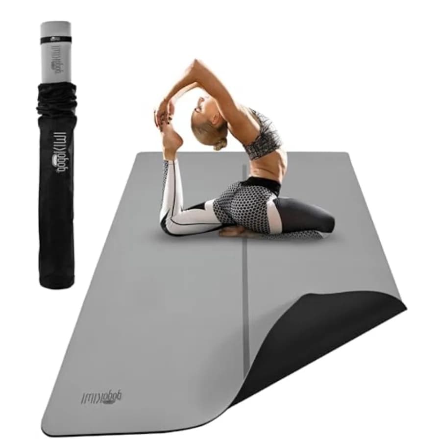 Yoga Mat 6'x4' Thickness 1/4 1/2 Extra Largo for Workout at Home, Yoga, Pilates, Stretching, Fitness, Color Black