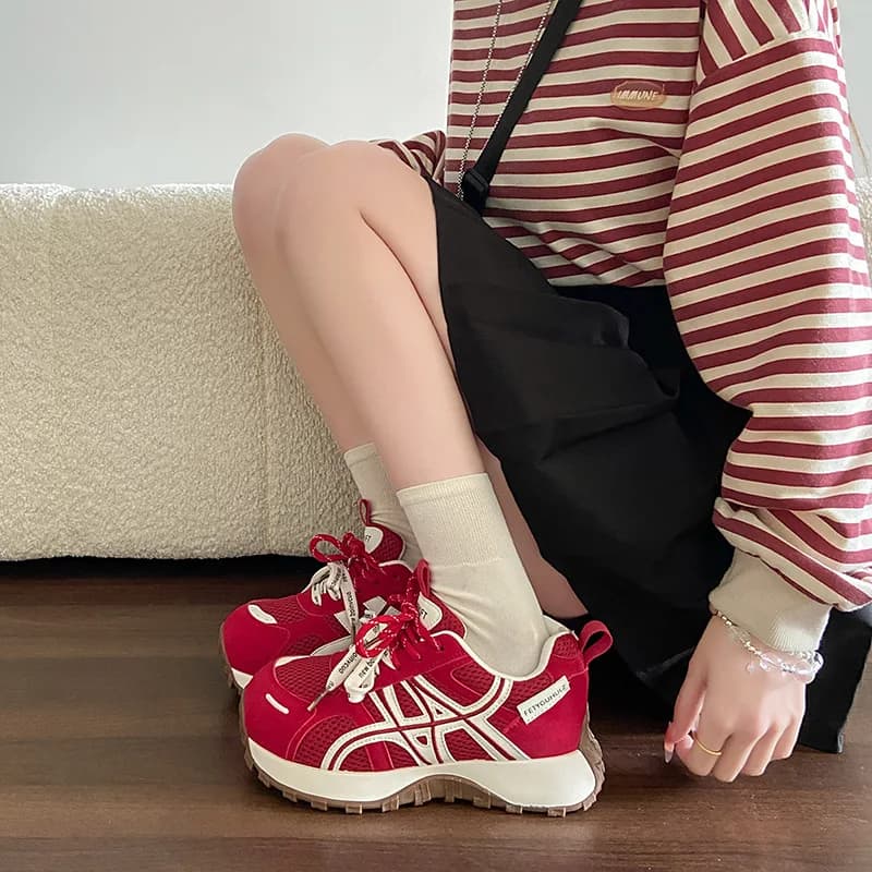 Women's Plateau Chunky Sneakers Spring 2026, Casual Shoes Rialzate Anti-slip and Resistant For All Seasons