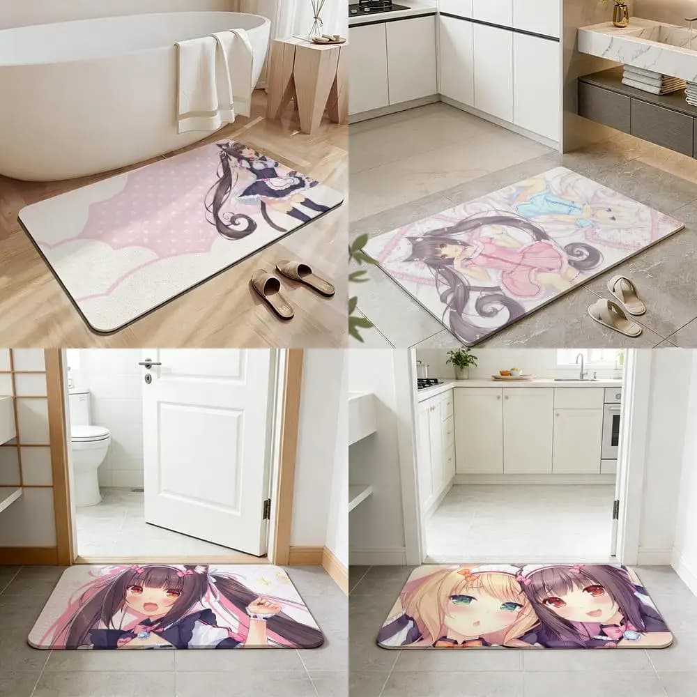 Tappetino da bagno in terra diatomacea Cat Girl Cute N-NekoparaS, antiscivolo, ad asciugatura rapida, assorbente, per la porta