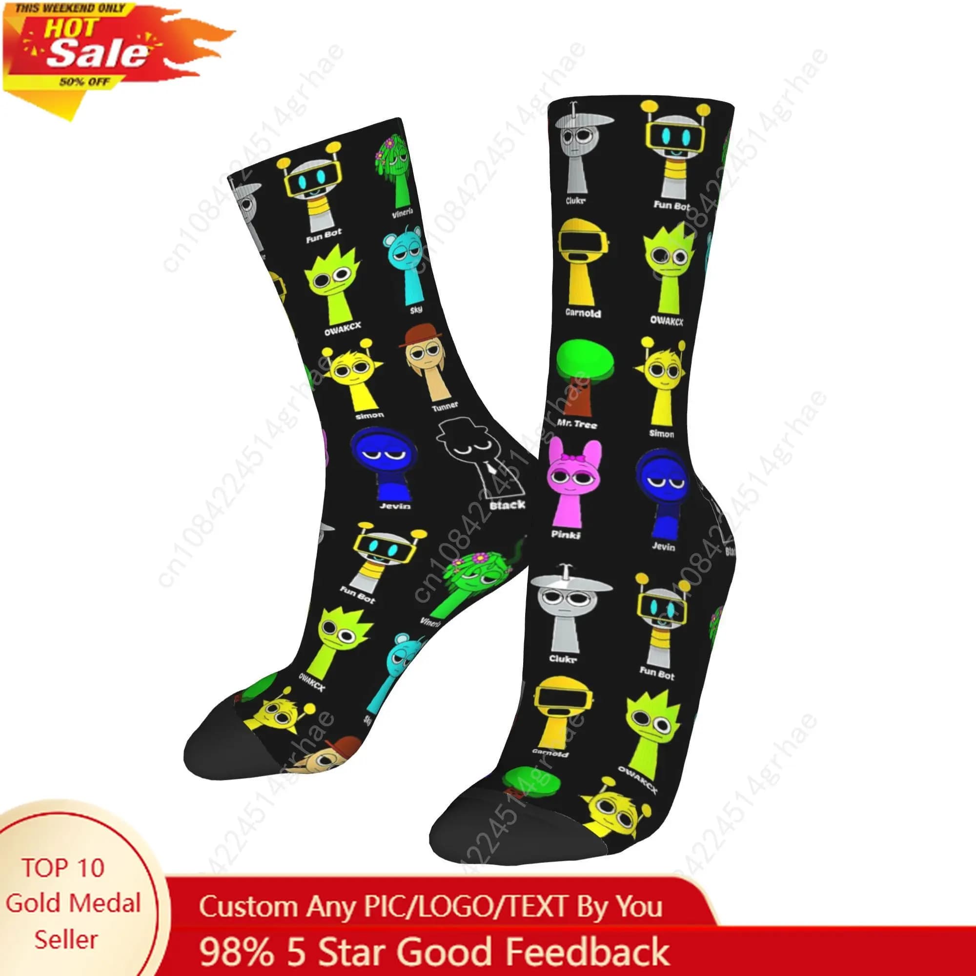 Children's Sprunki Gaming Incredibox Sprunki Socks Harajuku Sweat Absorbing Stockings All Season Long Socks for Unisex Gifts