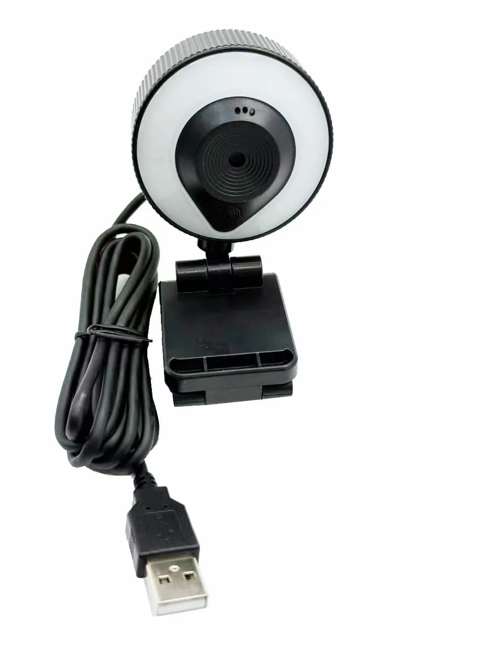 Webcam 4K with fill light, USB camera with automatic focus 2K/4K/1080P with microphone, swivel webcam for streaming, video conferencing