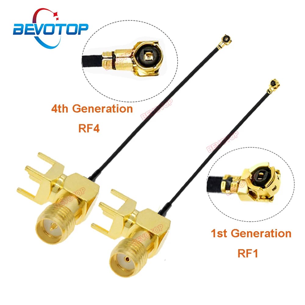 10PCS/LOT SMA to IPX RF1.13 Cable 4Pin PCB RP-SMA/SMA Female to 1/4 Generation RF1/RF4 Female Jack WIFI Antenna Extension Jumper