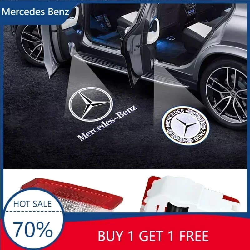 Per Mercedes Benz Classe A C E GLE GLB GLC W205 W212 2 Pezzi Luci di Benvenuto a LED per Portiera Auto, Proiettore HD, Luci di Cortesia