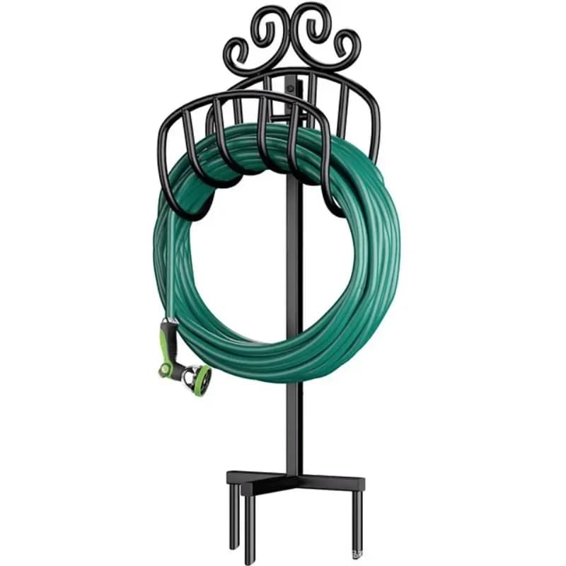 --Port garden hose with 4 self-supporting tips for black metal exterior