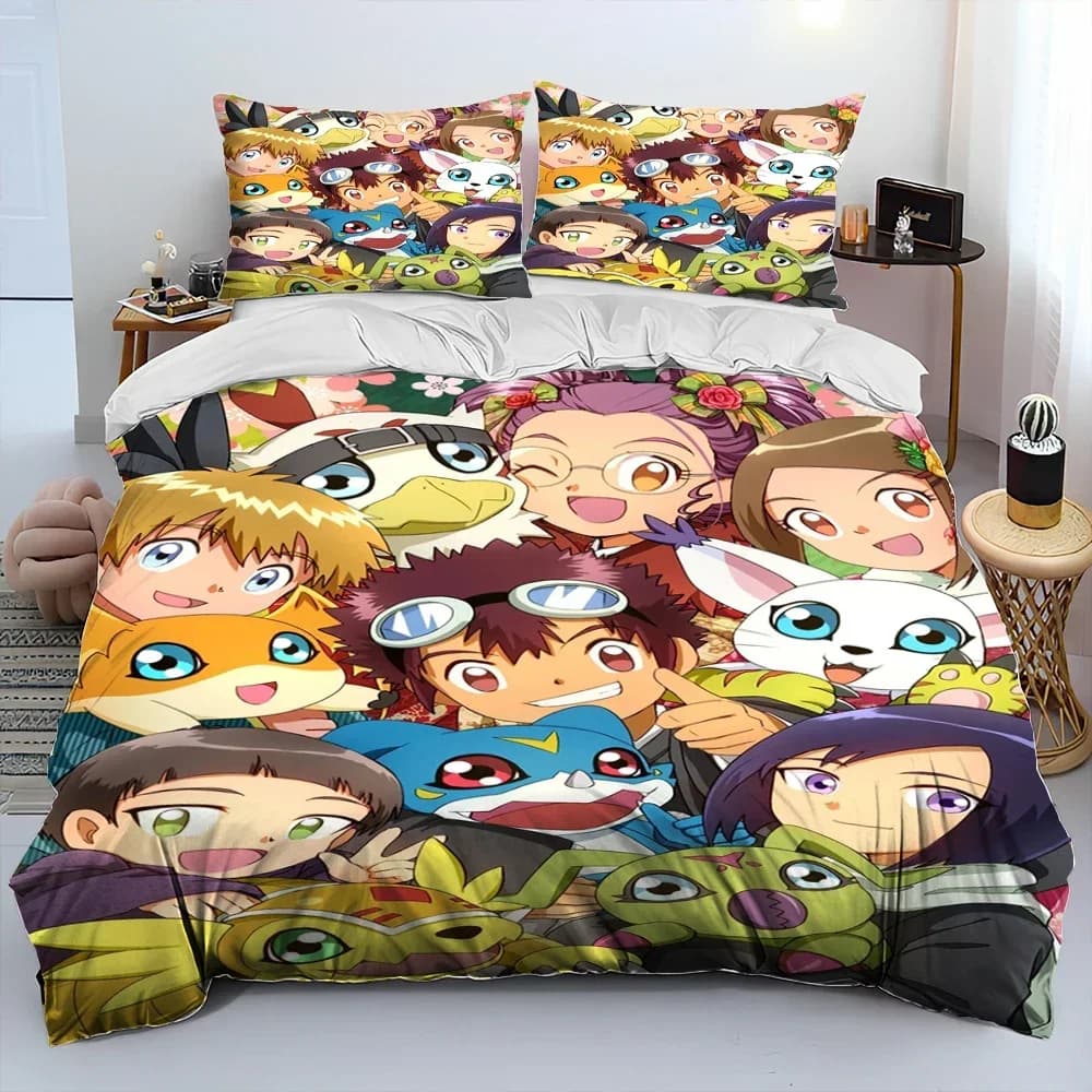 Digimon Adventure Monster Cartoon Comodo copripiumino copripiumino federa set biancheria da letto decorazione camera da letto per bambini tessili per la casa