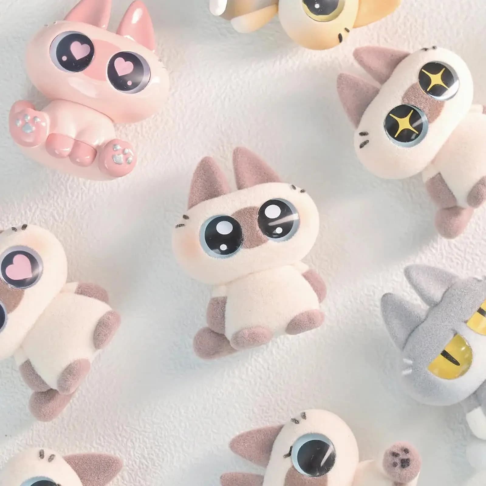 Set di Peluche Autentici di Gatti Siamesi, Modelli in PVC, Decorazioni da Scrivania alla Moda, Giocattoli Artigianali, Regalo di Compleanno a Sorpresa