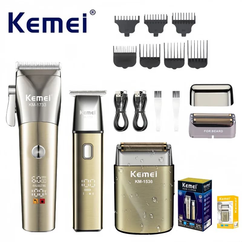 Kemei KM-1536 KM-1733 Professional Double Haircut Dry / Bathtub and Combined Shaver, Battery Trimmer for Living Room